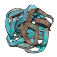Image 1 of 1PC. AQUATICS 42" hand dyed wrist wrap bracelet silk ribbon/by COLOR KISSED SILK