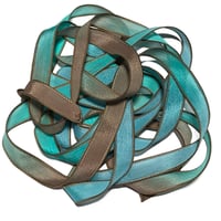 Image 5 of 1PC. AQUATICS 42" hand dyed wrist wrap bracelet silk ribbon/by COLOR KISSED SILK