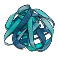 Image 1 of 1PC. PEACOCK  42" hand dyed wrist wrap bracelet silk ribbon/by COLOR KISSED SILK