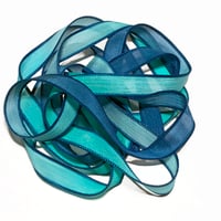 Image 4 of 1PC. PEACOCK  42" hand dyed wrist wrap bracelet silk ribbon/by COLOR KISSED SILK