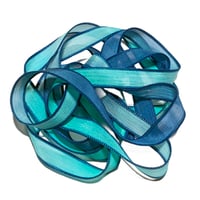 Image 3 of 1PC. PEACOCK  42" hand dyed wrist wrap bracelet silk ribbon/by COLOR KISSED SILK