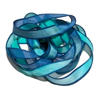 Image 5 of 1PC. PEACOCK  42" hand dyed wrist wrap bracelet silk ribbon/by COLOR KISSED SILK