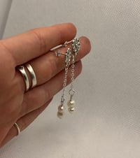 Image 2 of Floral Pearl Dangle Earrings