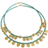 Ltd Ed - Gold Turquoise Bead Coin Necklace Image 2