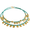 Ltd Ed - Gold Turquoise Bead Coin Necklace