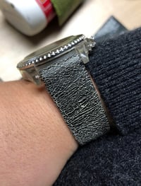 Image 1 of Vintage Black Cracked Goatskin Hand-rolled watch strap