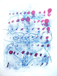 Monoprint with Blue and Pink