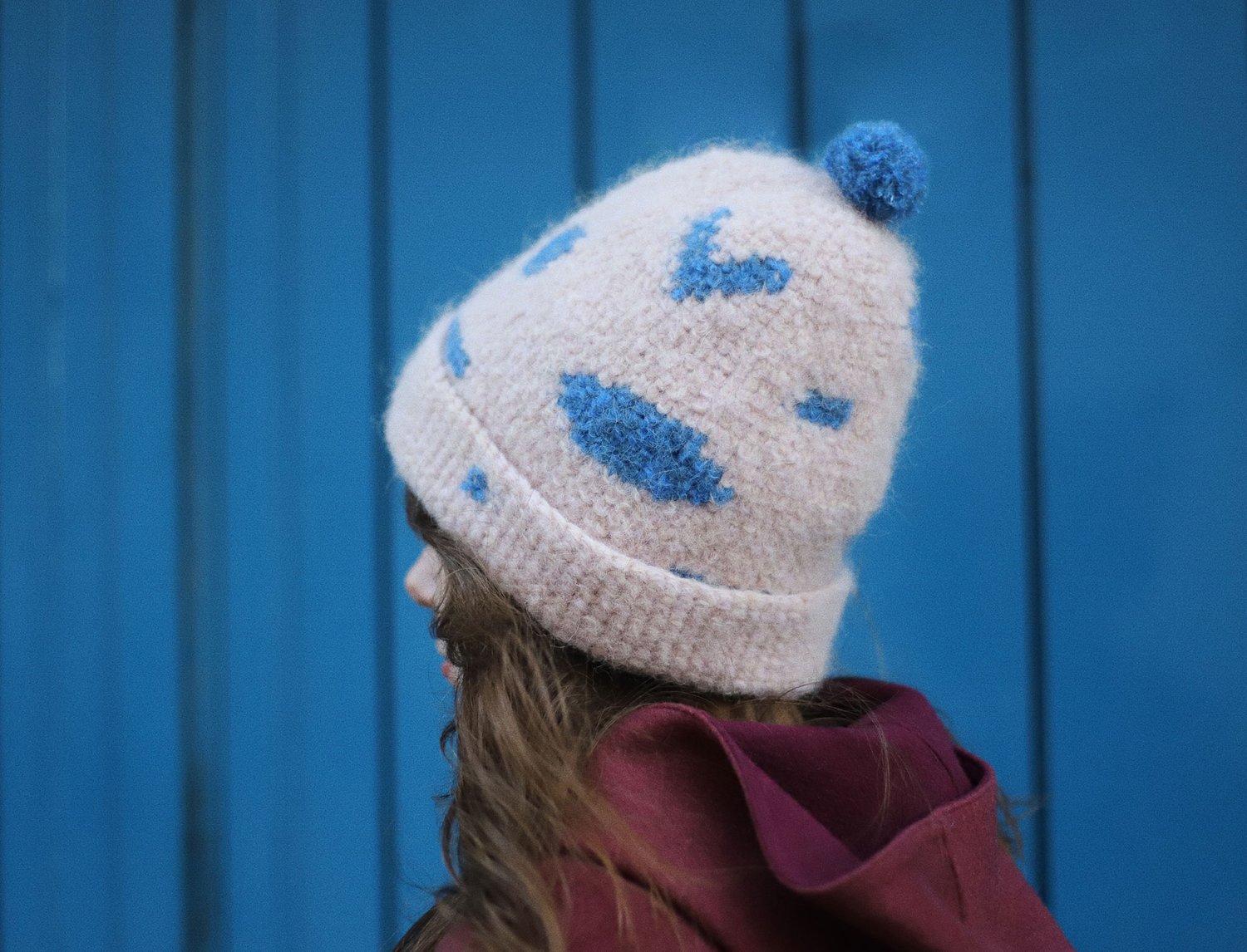 Image of BLUE SHAPES MOHAIR CAP