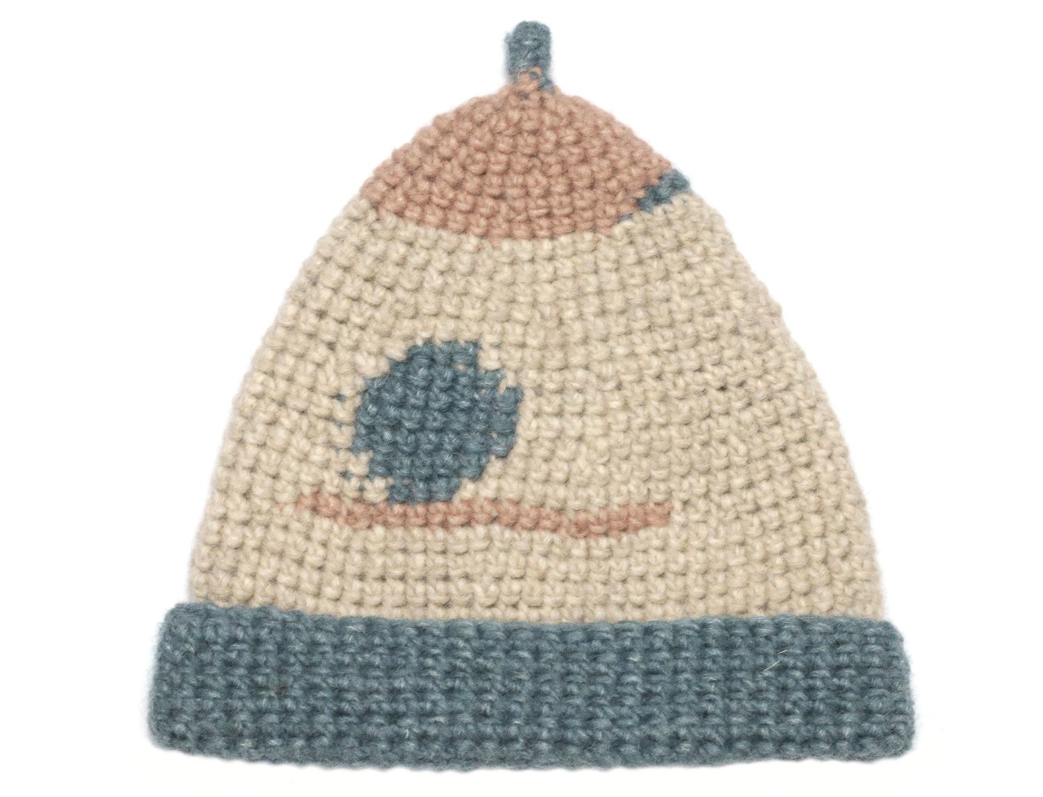 Image of BEIGE, BLUE AND PINK WOOL CAP