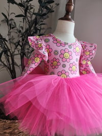 Image 1 of Hot pink floral tutu leotard