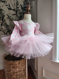 Image 3 of Light pink floral & stars tutu leotard