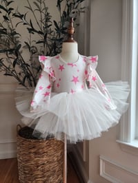 Image 2 of Cream with pink stars tutu leotard