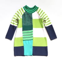 Image 1 of lime green superstripe navy patchwork 3T courtneycourtney patchwork long sleeve tunic sweater dress