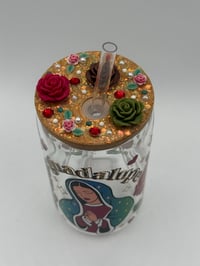 Image 2 of 16oz La Virgen de Guadalupe glass tumbler