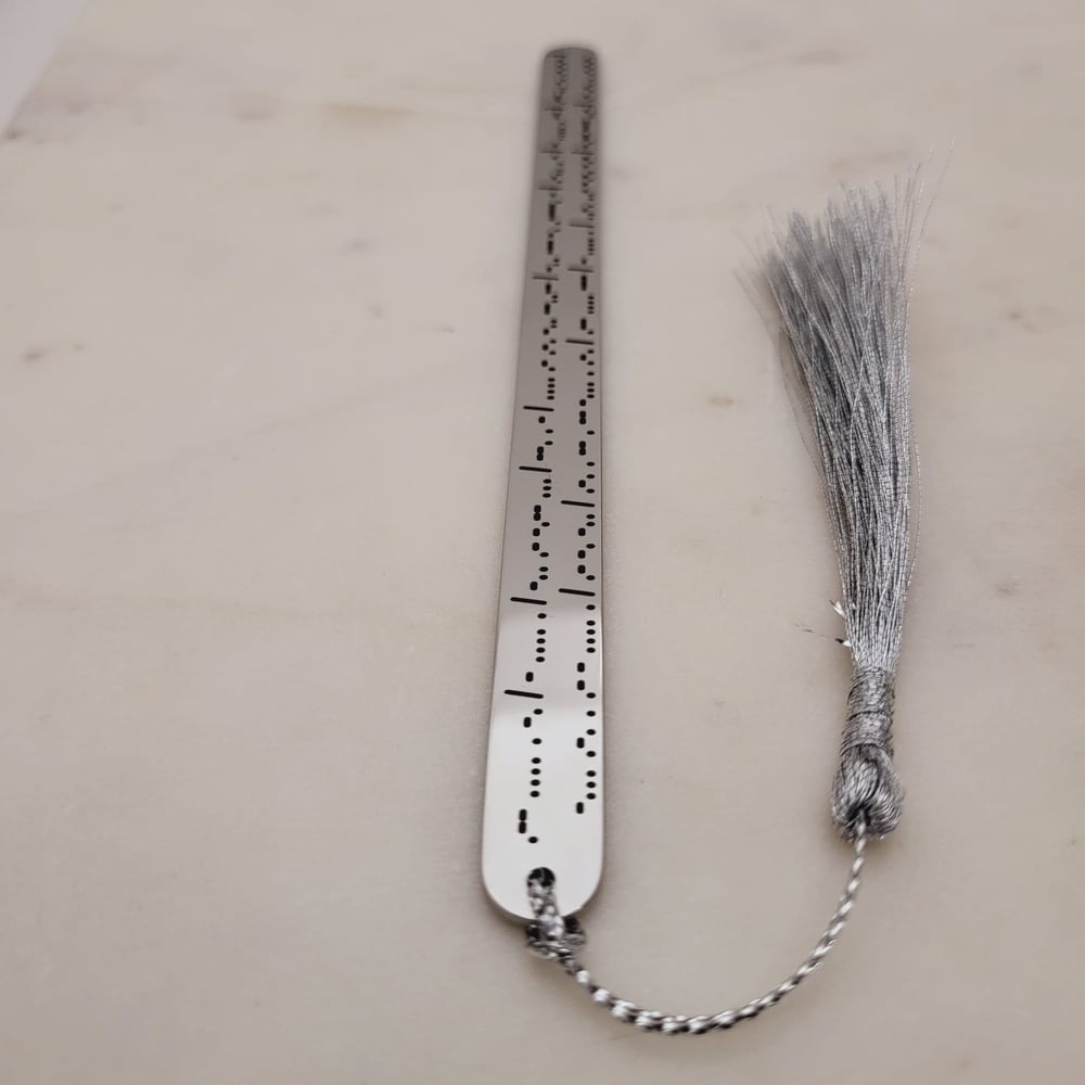 Image of Custom Morse code Bookmark with a Personalized Secret message engraved