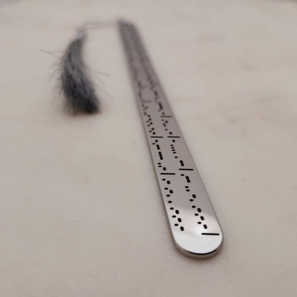Image of Custom Morse code Bookmark with a Personalized Secret message engraved