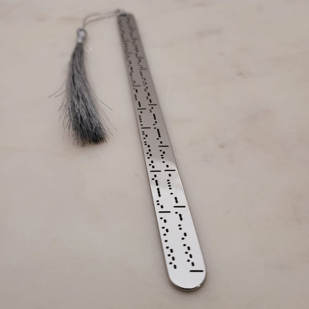 Image of Custom Morse code Bookmark with a Personalized Secret message engraved