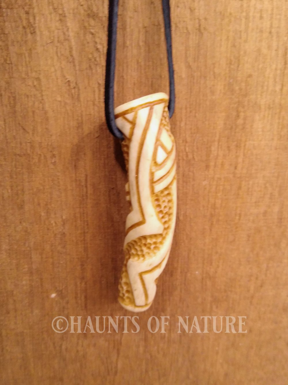 Carved Pendant - Antler Tip with Nordic Elements