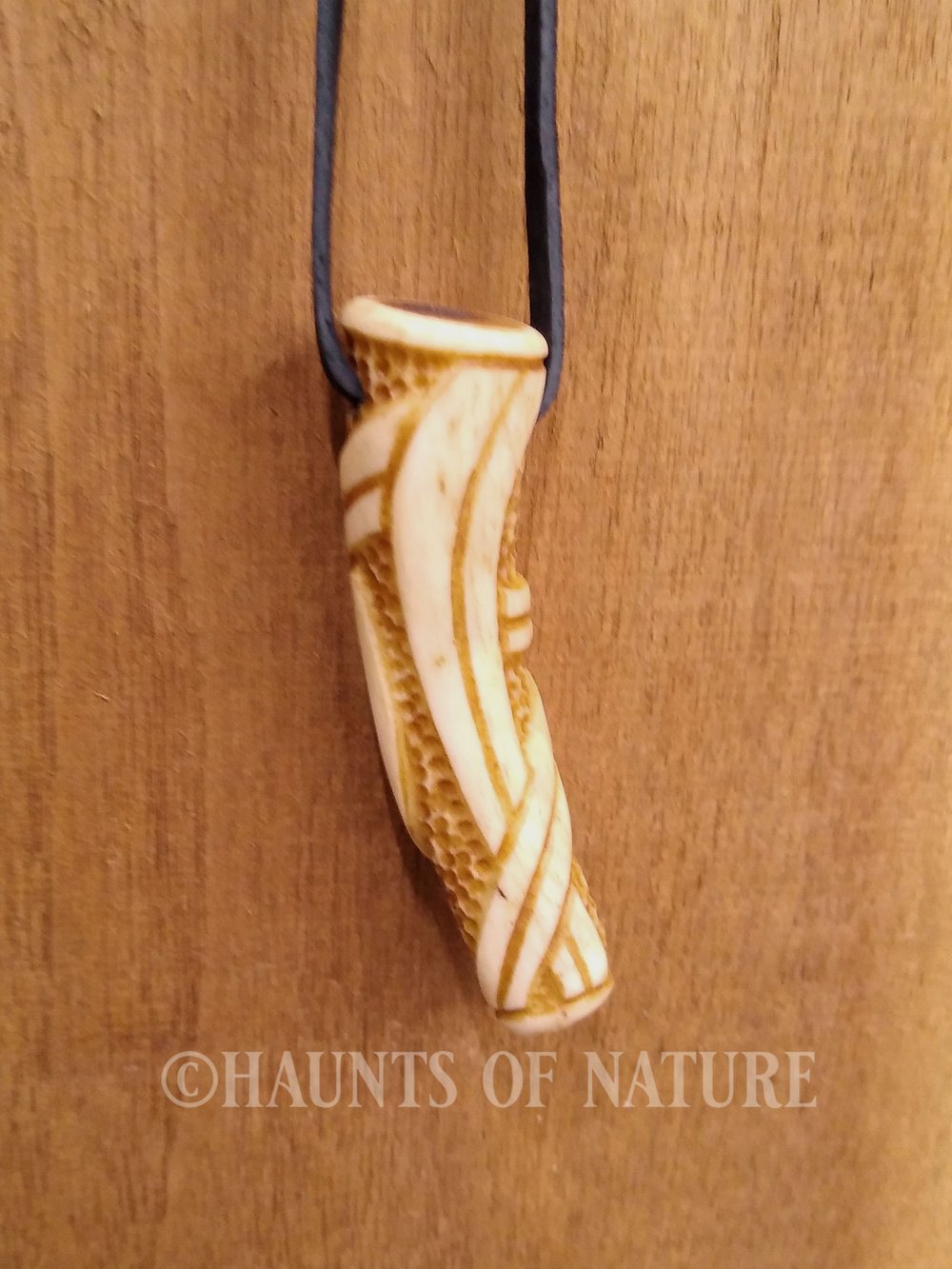 Carved Pendant - Antler Tip with Nordic Elements