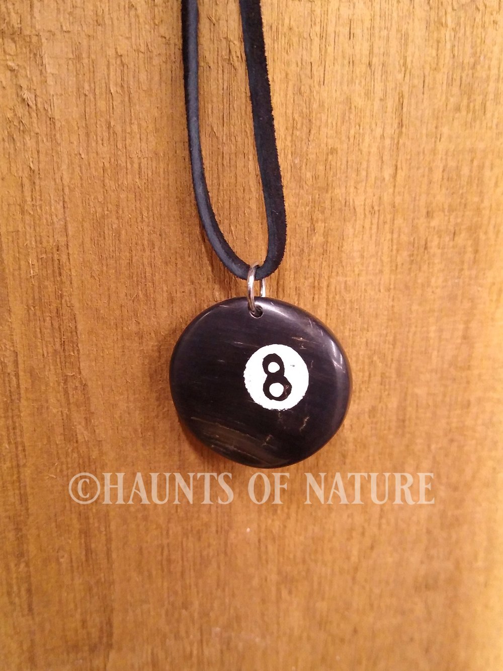 Carved Pendant - 8 Ball Inlayed in Horn