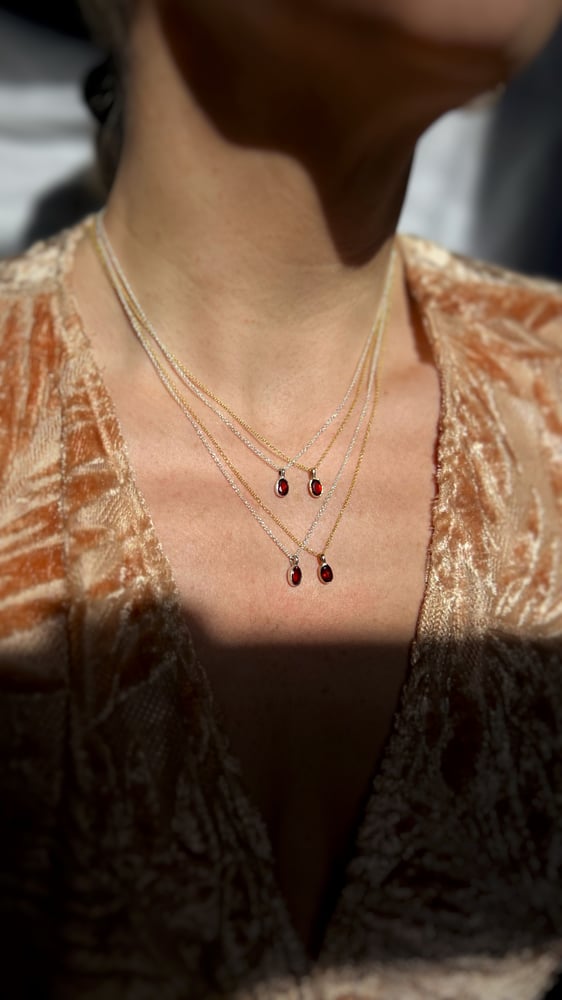 Image of Garnet Solitaire Necklaces