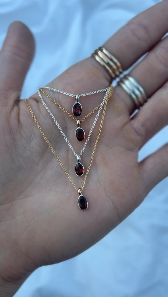 Image of Garnet Solitaire Necklaces