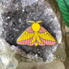 Rosy Maple Moth Enamel Pin