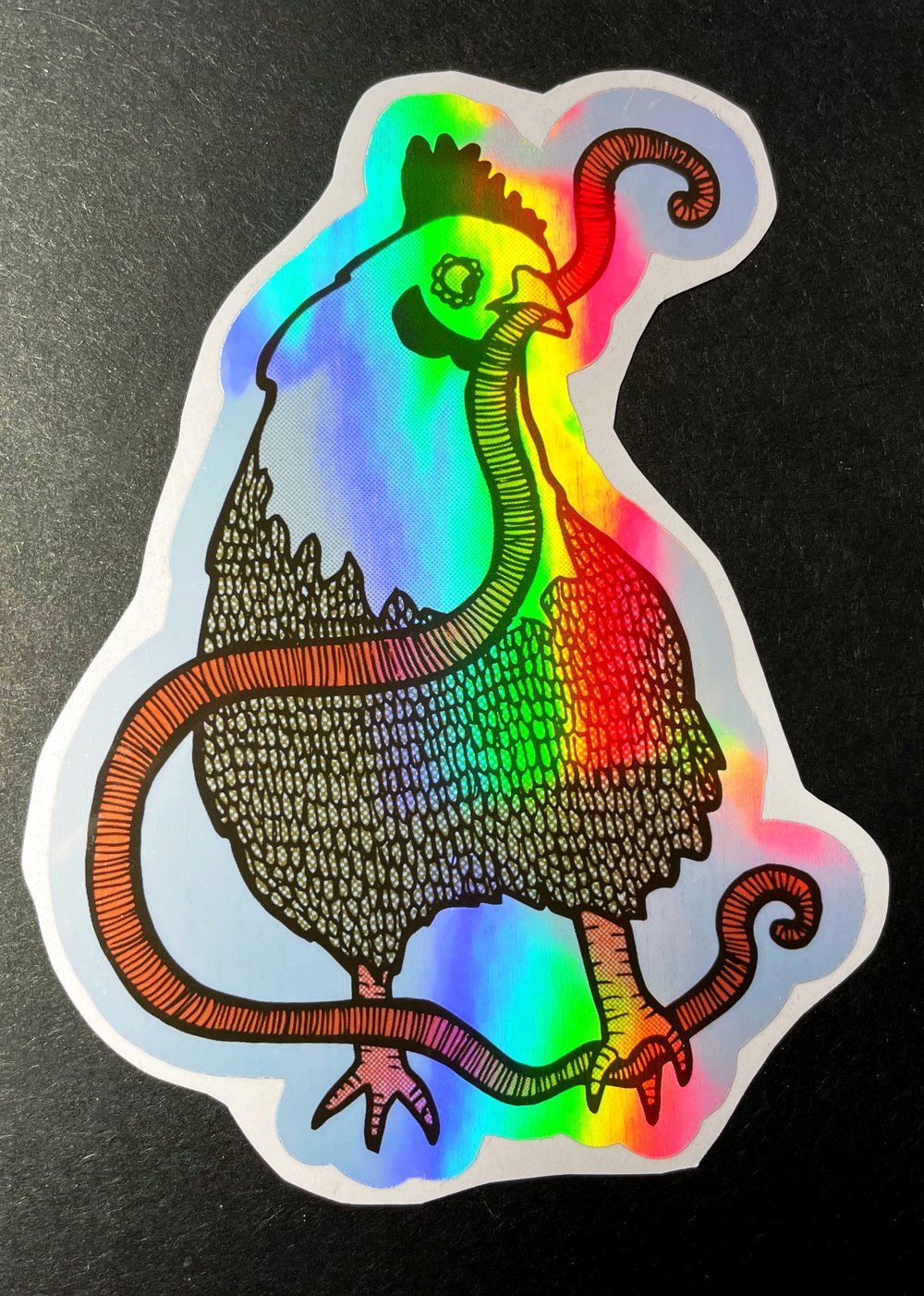 Large chicken hologram sticker