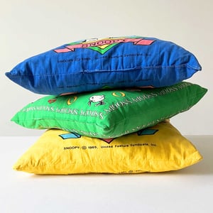 Image of Coussin bleu Snoopy années 80