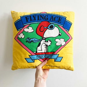 Image of Coussin Snoopy jaune années 80