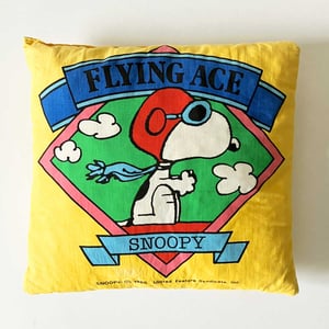 Image of Coussin Snoopy jaune années 80