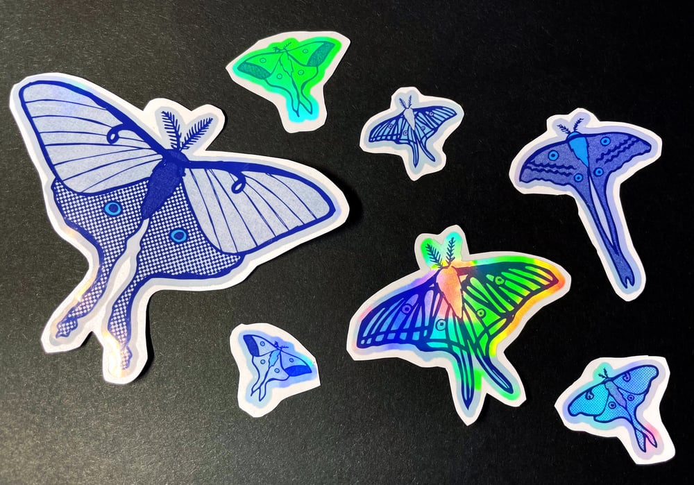 7x moth hologram stickers