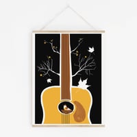 Image 1 of Songbird Silkscreen Guitar Birdhouse Print 