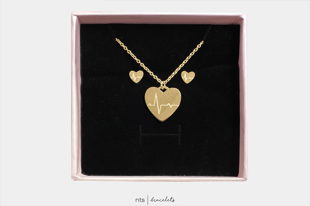 Image of  LIMITED EDITION GOLD EKG NECKLACE & EARRING BUNDLE (Heart + Gold)