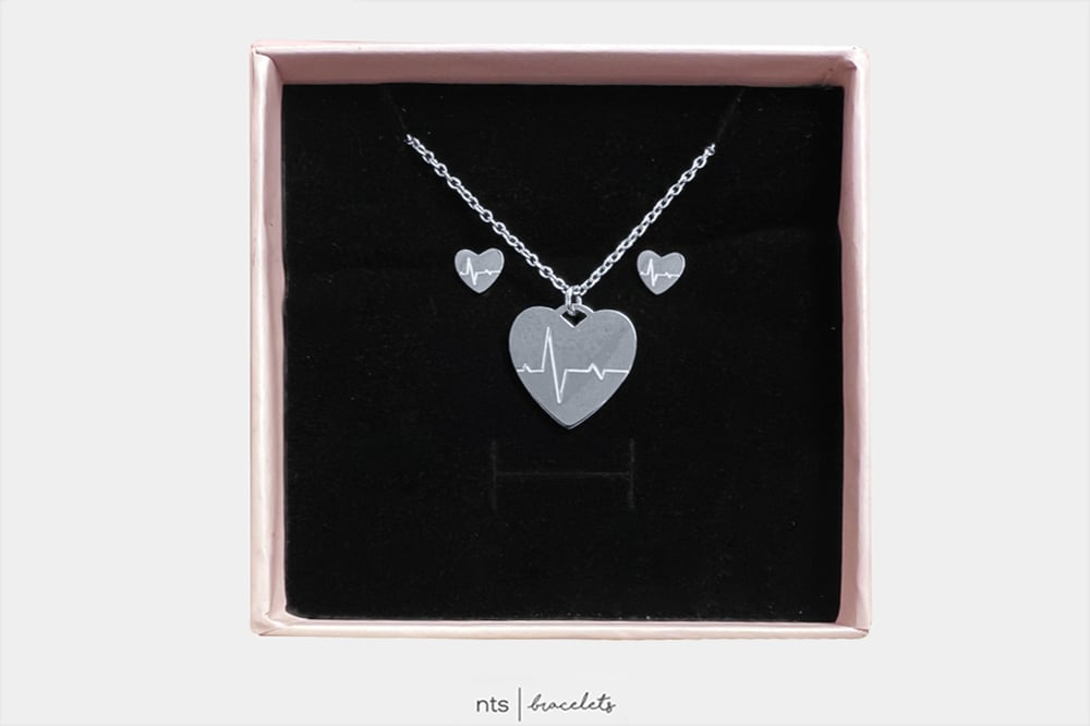 Image of LIMITED EDITION SILVER EKG NECKLACE & EARRING BUNDLE (Heart + Silver)