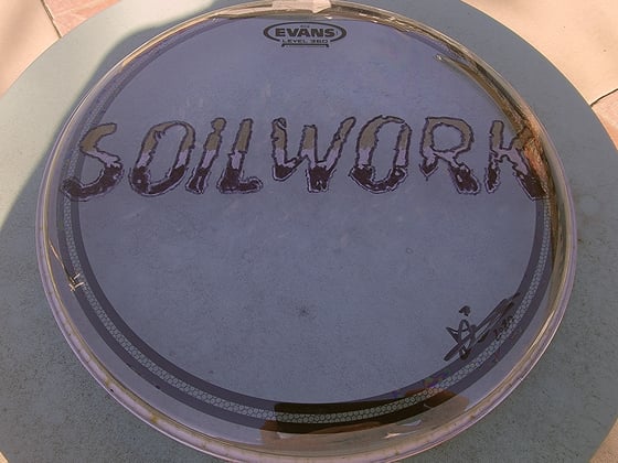 Image of Soilwork Logo Clear Drumhead - illustrated and signed by Dirk
