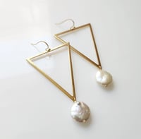 Image 4 of Geometric Pearl Earrings