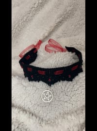 Image 2 of Witch in Red Choker – With Silver Pentacle Pendant