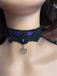 Image 1 of Moonlit Magic Choker – With Crescent Moon & Pentacle Pendant