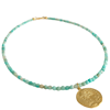 LAST ONE - Gold Sahana Coconut Tree Pendant Necklace - Faceted Amazonite