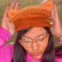 Image 1 of Beaded Soft Cotton Cat Hat