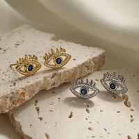 Image 1 of 18K Gold Plated Evil Eye Earrings 