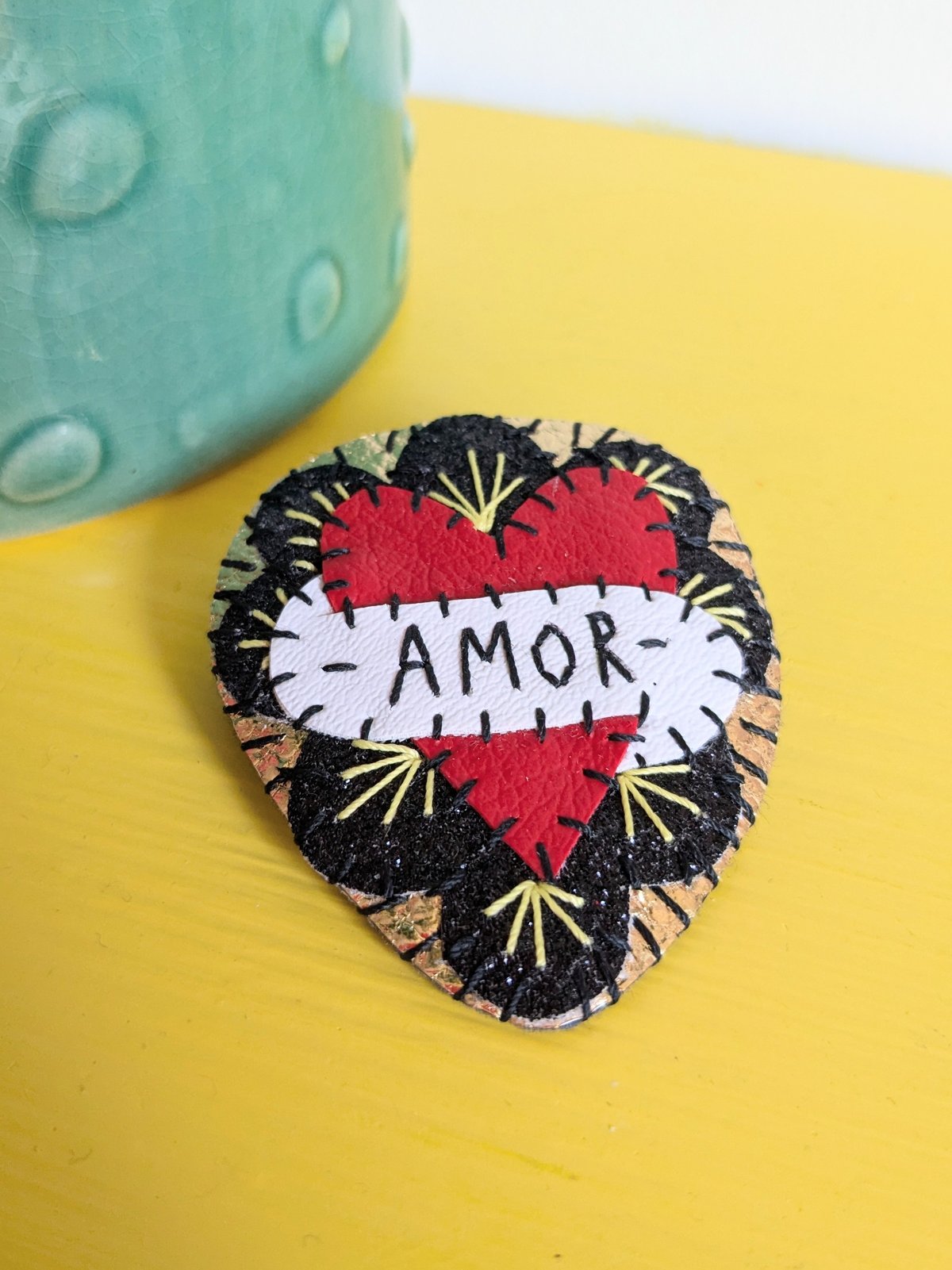 Image of Amor Mexican Heart Brooch