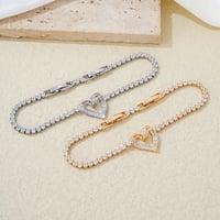 Image 1 of Gold Plated Zircon Heart Shaped Bracelet