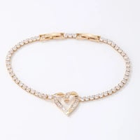 Image 2 of Gold Plated Zircon Heart Shaped Bracelet