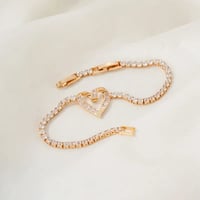 Image 4 of Gold Plated Zircon Heart Shaped Bracelet