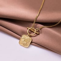 Image 1 of 18K Gold Plated Rose Toggle Necklace