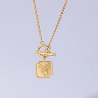 Image 2 of 18K Gold Plated Rose Toggle Necklace