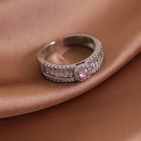 Image 1 of White Gold Plated Pink Zircon Open Ring