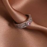 Image 2 of White Gold Plated Pink Zircon Open Ring